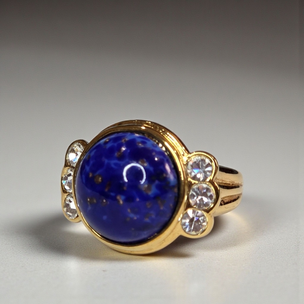 Kenneth Lane KJL Gold Plated Lapis Lazuli Crystal Ring